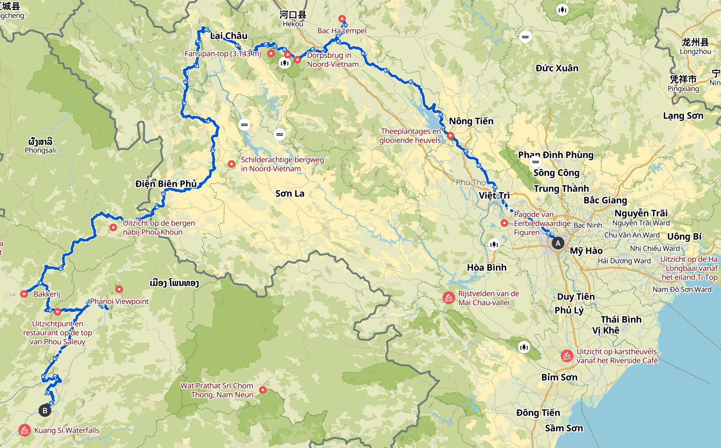 17 daagse fietsreis Vietnam Laos